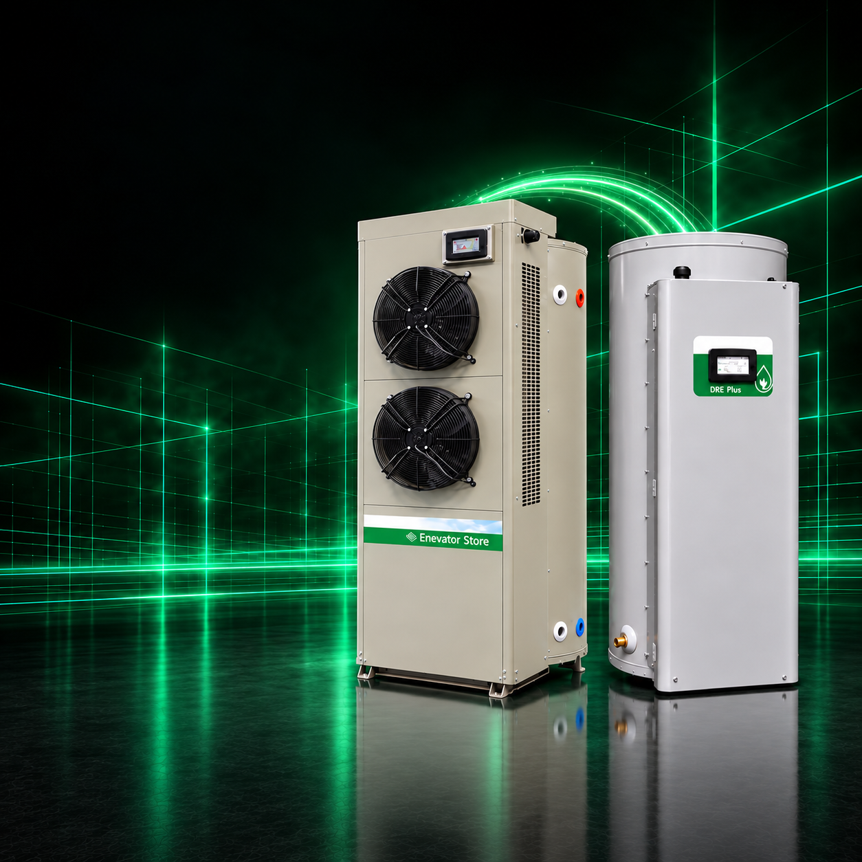 Enevator Store Warmtepompboiler als voorverwarmer voor een elektrische boiler of gasboiler