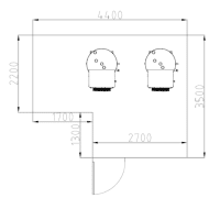 Kamer plattegrond plaatsing van 2 Enevator Store warmtepompboilers